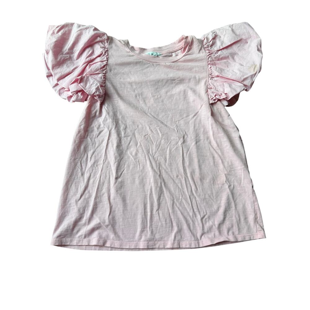THML puff sleeve pale pink tee small